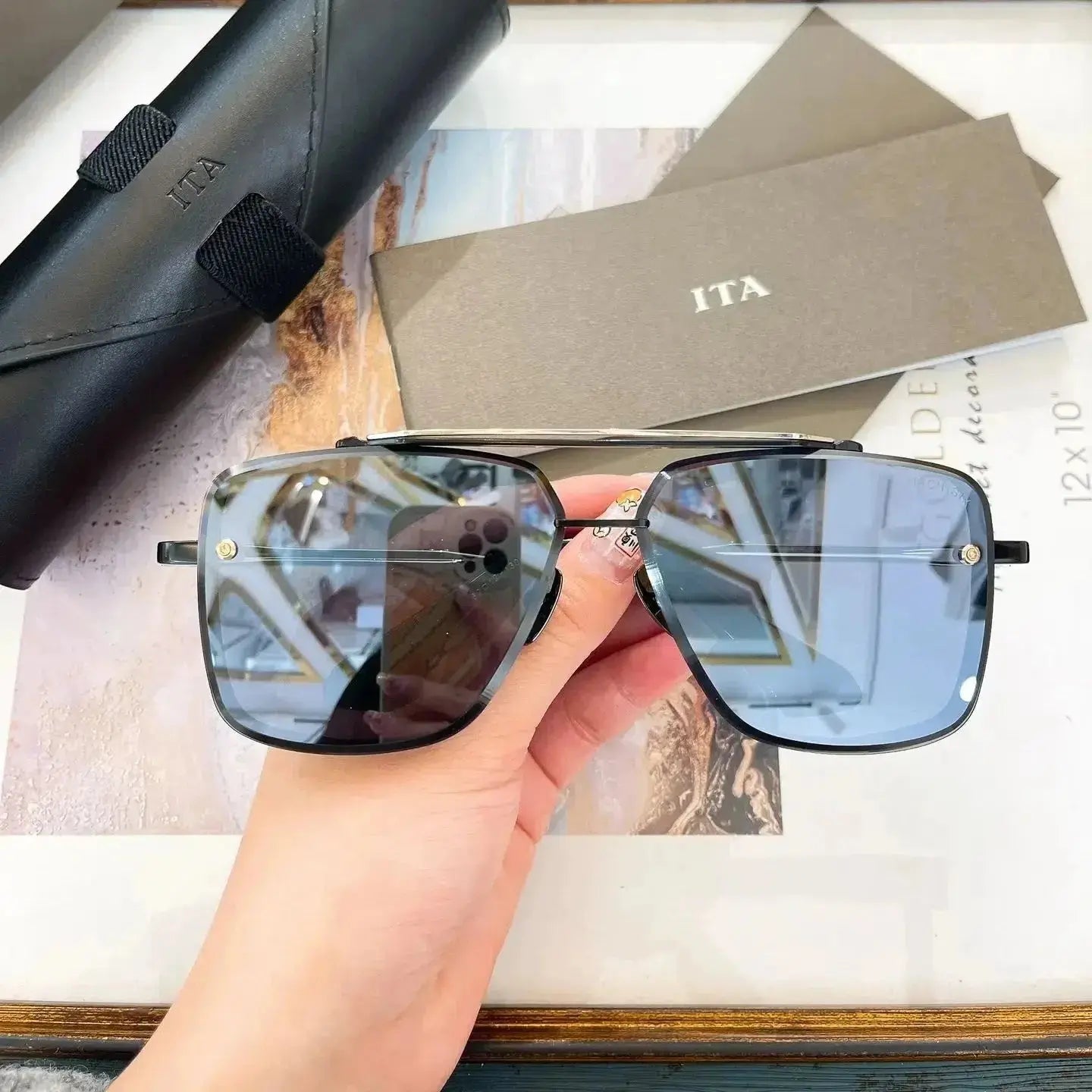 Original ADITA DTS121 MACH SIX titanium Fashion Vintage Men Sunglasses Top Quality Classic Square Luxury Women Couple Eyewear - Suncollections