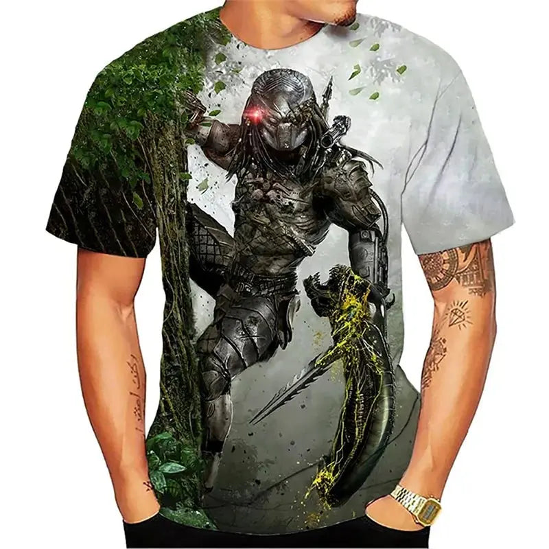 Predator Graphic T Shirt For Men Fashion Streetwear Hip Hop 3d Printed Horror Movie Alien T-shirt Summer Casual Womens Clothing - Suncollections