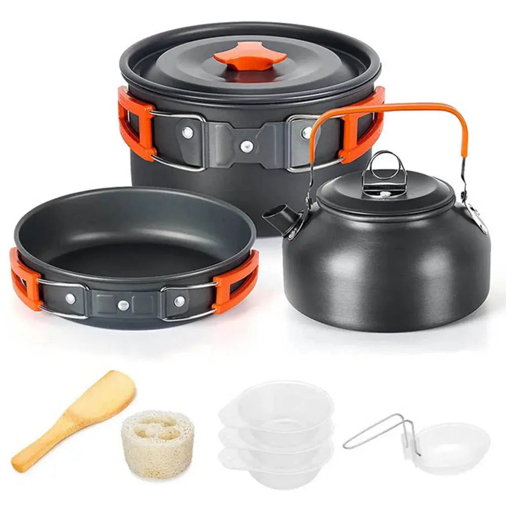 Camping Cooking set Camping Cookware Travel Tableware Outdoor Picnic Set Teapot For 2-3 Peaple Non-stick pots assorted sets - Suncollections