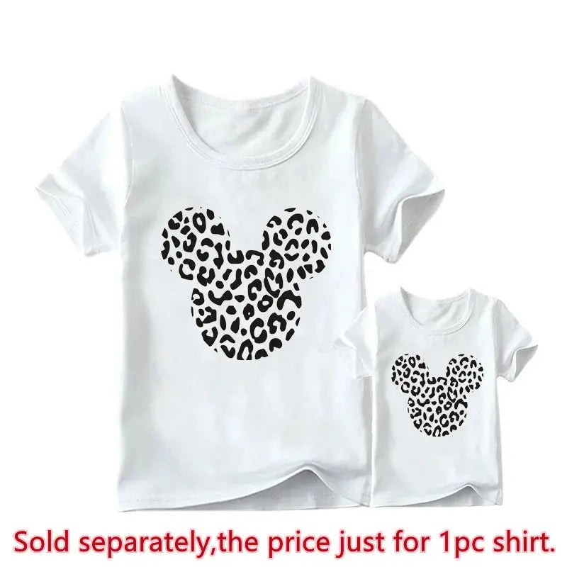 New Mother Kids Tshirts Funny Minnie Mouse Family Matching Outfits Summer White Short Sleeve Mother Daughter Matching Clothes - Suncollections