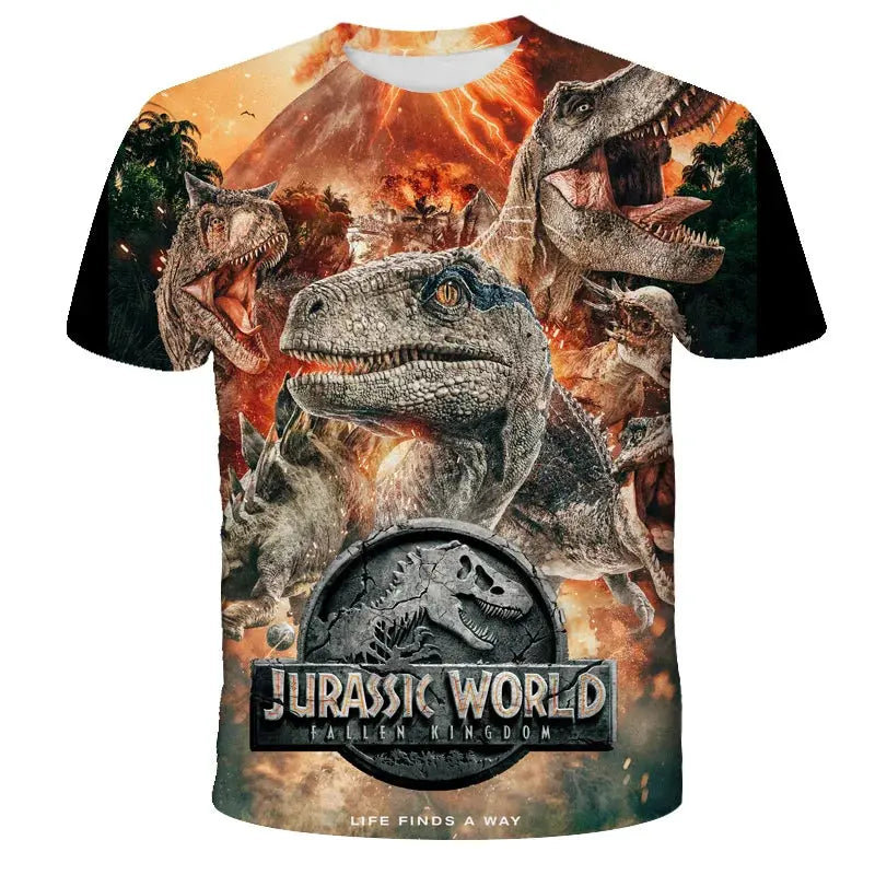 2024 Child Boys Girls Dinosaur T-shirts Summer Short Sleeve Boy Clothes Causal T Shirt Tops Tee Children's clothing 3-14 year - Suncollections