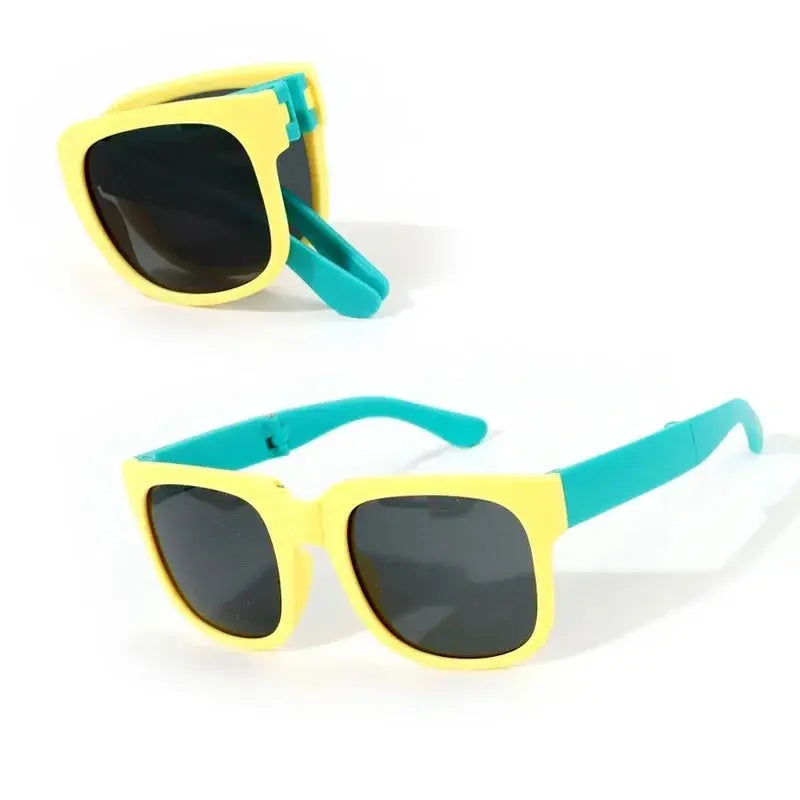 Kids Outdoor Foldable Sunglasses Baby Boys Girls Travel Goggle Shades Eyewear Vintage Square Frame UV Sun Glasses for Children - Suncollections