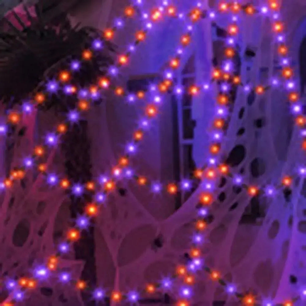 Practical 8 Modes Halloween Spider Web Lights Glow 250 LEDs LED Spider Net Hanging 5m Scary Giant Spider Haunted House Suncollections