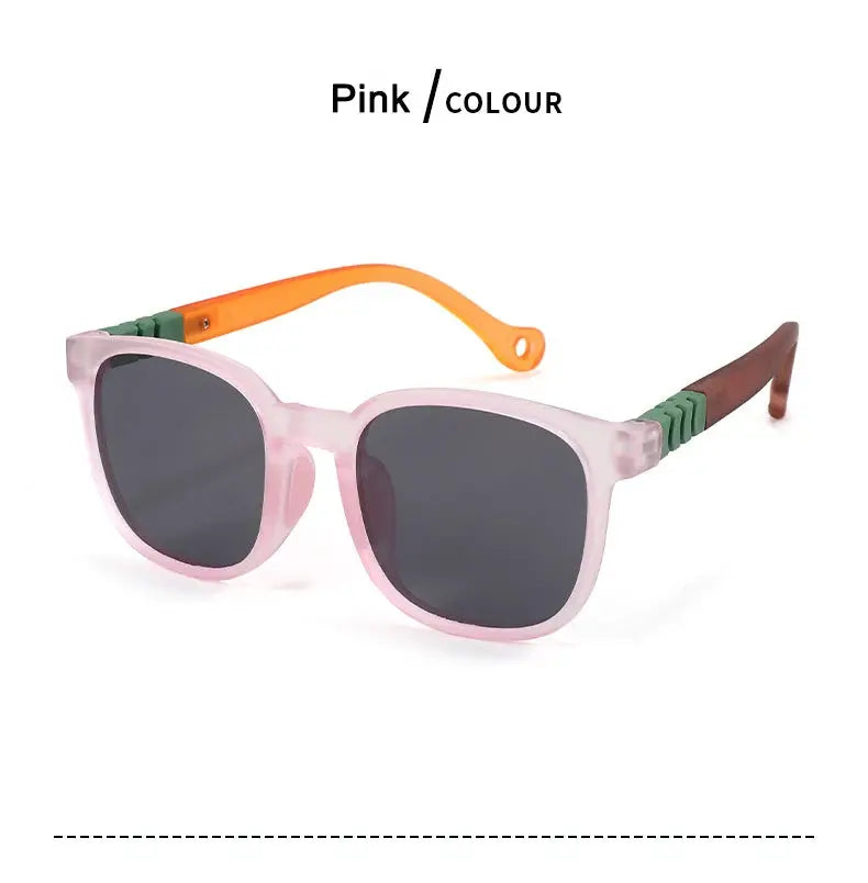 Fashion Silicone Square Sunglasses Contrasting Colours Jelly Colorful Frame Polarized Lens UV400 Boys Girls Age 3-12 - Suncollections