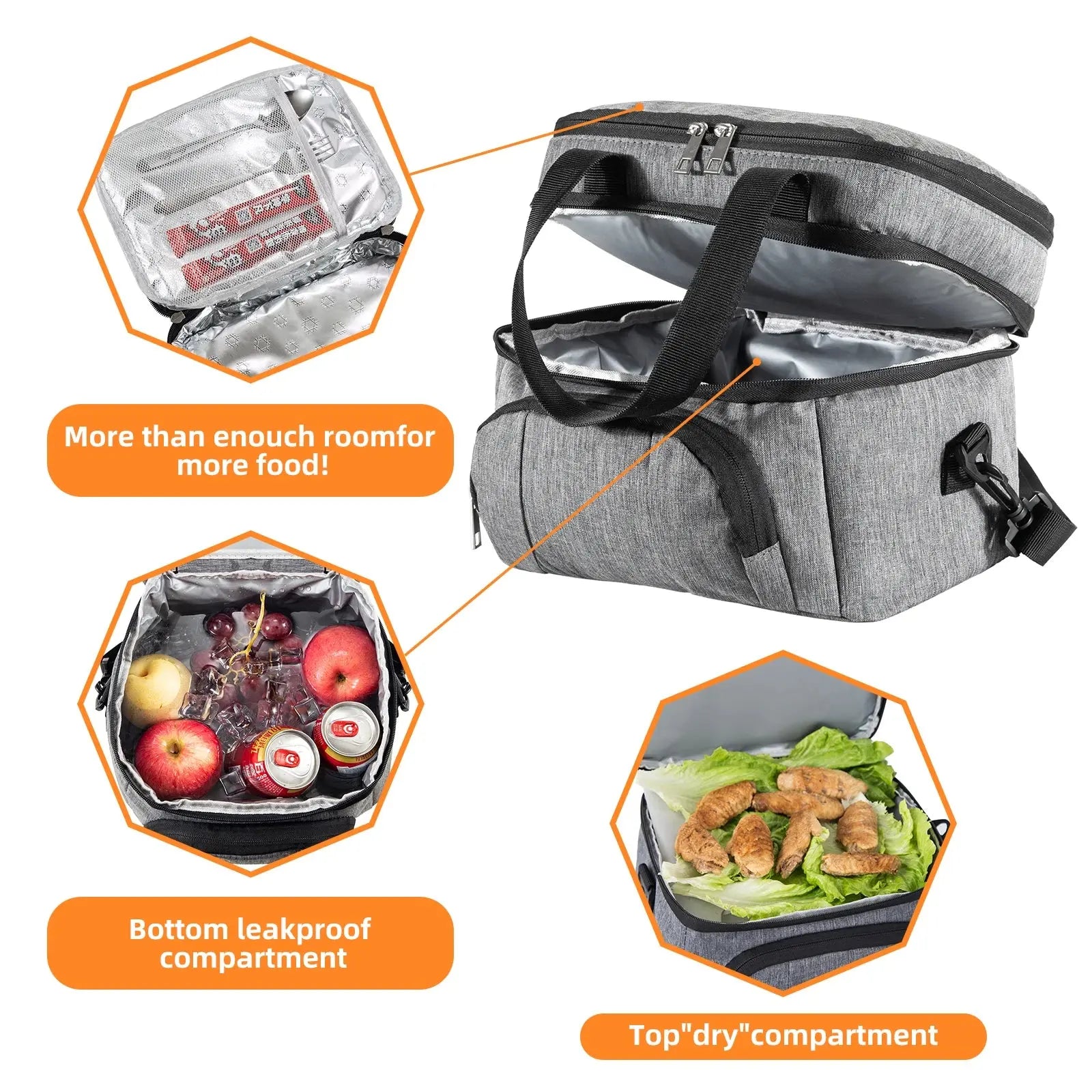 Double Insulated Lunch Bag Layer Portable Thermal Lunch Box - Suncollections