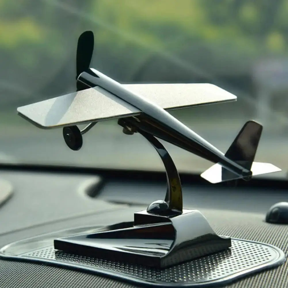 Aircraft Model with Propeller Solar Powered Sunlight Resistant Miniature Plane Model Car Ornament for Vehicle - Suncollections