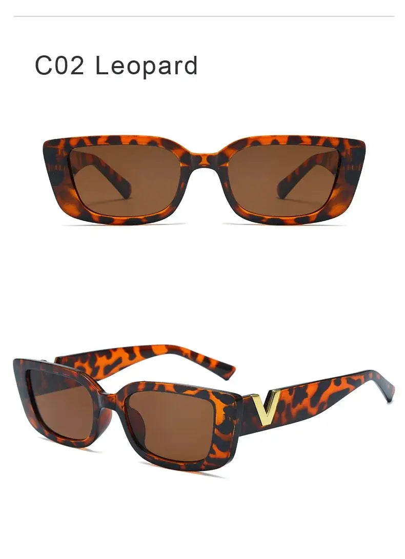 Fashion Cat Eye Sunglasses Luxury V Sun Glasses For Ladies Classic Rectangle Driving Eyewear UV400 - Suncollections