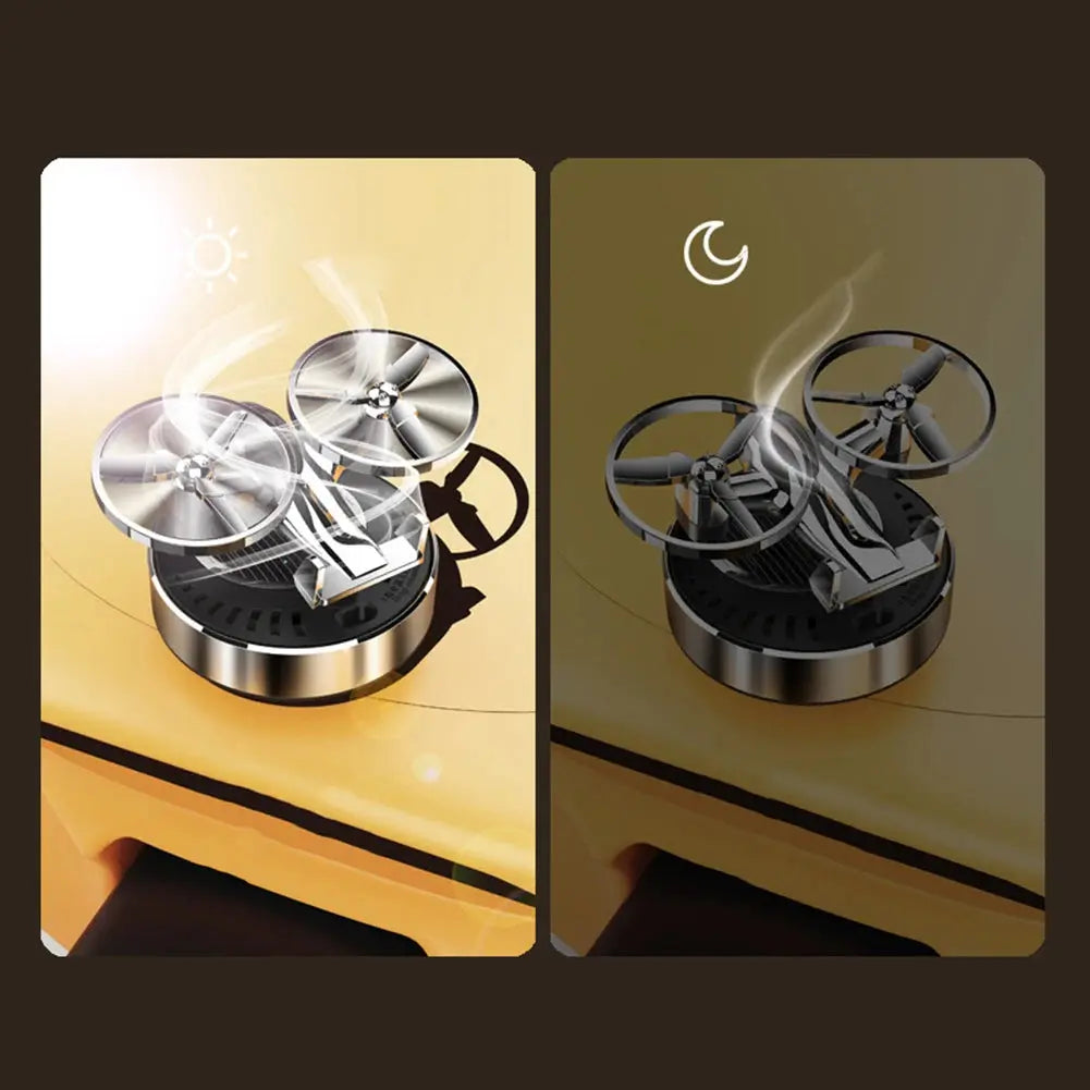 Solar Aircraft Car Decoration Ornaments Solar Powered Rotation Helicopter Car Energy Air Freshener Fragrance Diffuser - Suncollections