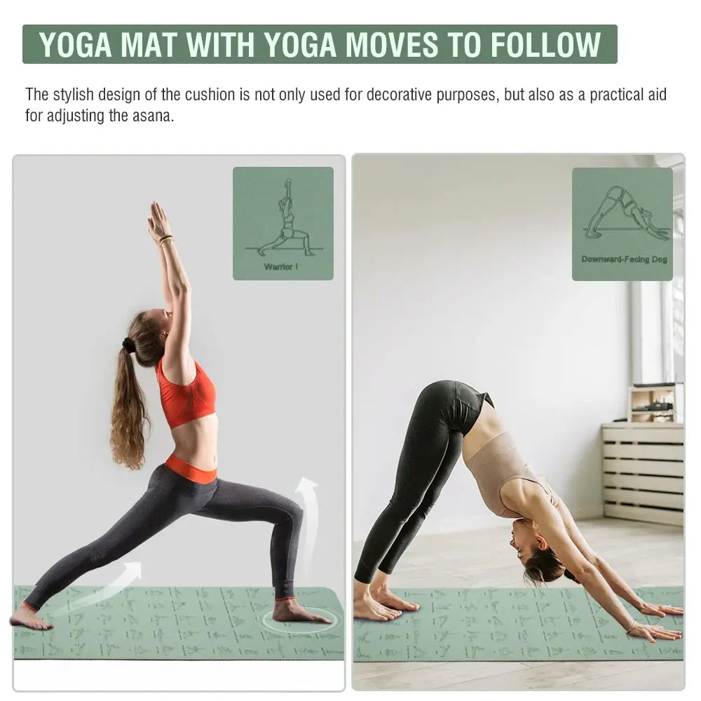 TPE Yoga Mat 183cm*57cm Eco-friendly Non-Slip Sports Fitness Mat For Exercise Yoga And Pilates Gymnastics Mat Fitness Equipment - Suncollections