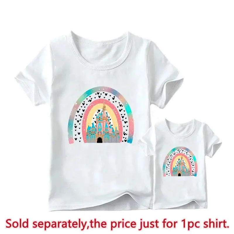 New Mother Kids Tshirts Funny Minnie Mouse Family Matching Outfits Summer White Short Sleeve Mother Daughter Matching Clothes - Suncollections