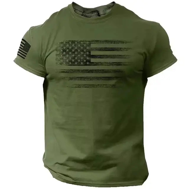 Men's T Shirt Gym 3d Print USA Flag Casual O Neck Short Sleeved Tops Tees Sportswear Street Pullover Outdoor Oversized Clothing - Suncollections