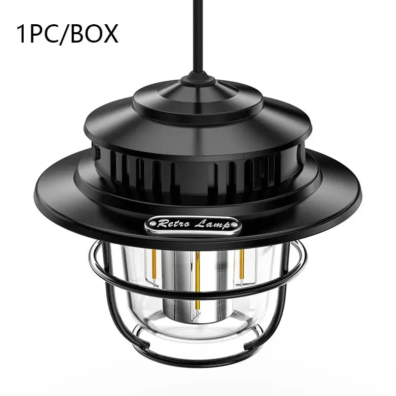 Retro Portable Camping Lantern Waterproof Emergency Light Stepless Dimmable Hanging Tent Lamp for Outdoor Hiking - Suncollections