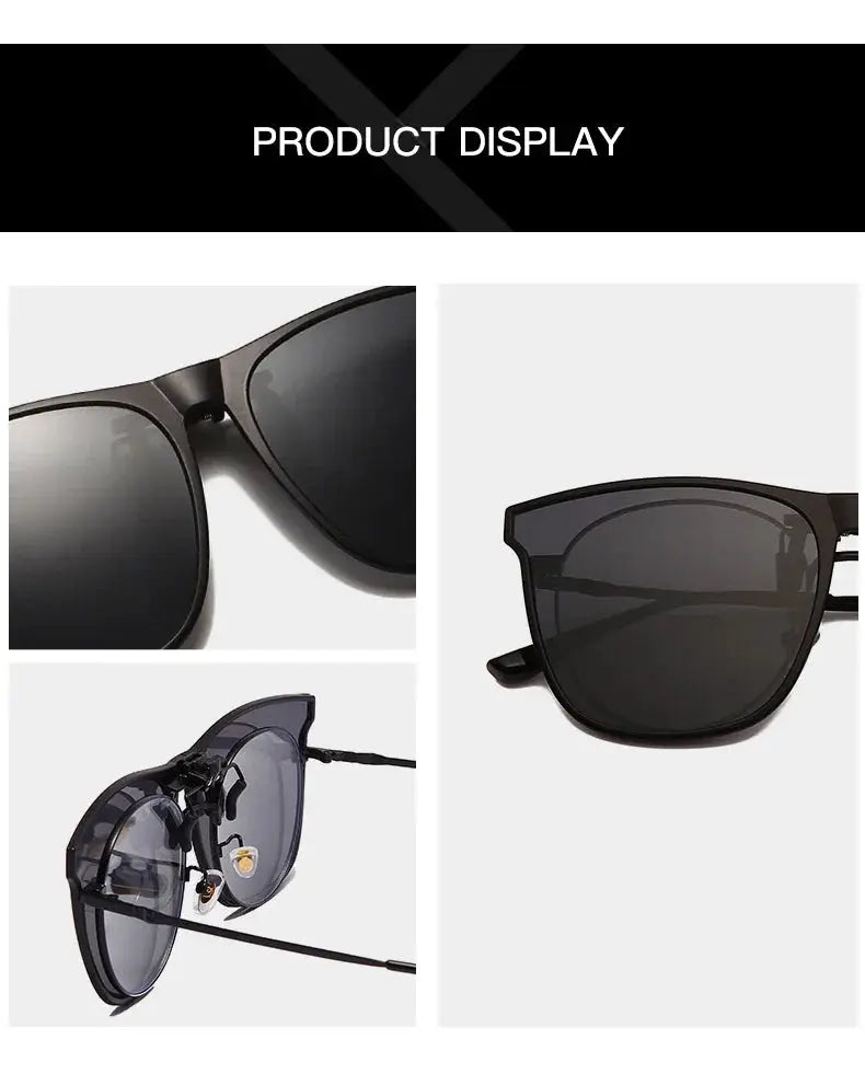 Polarized Clip On Sunglasses Men Car Driver Goggles Night Vision Glasses Anti Glare Vintage Square Glasses Oculos - Suncollections