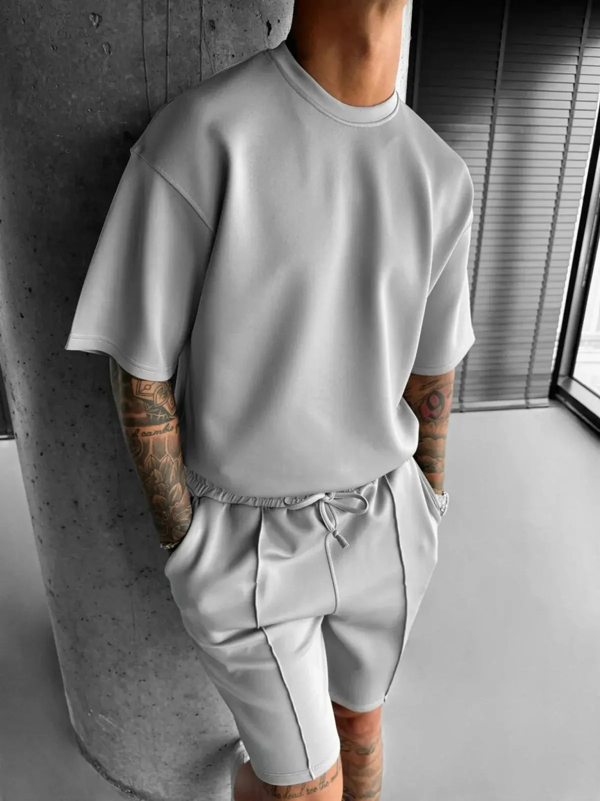 Men 2025 summer fashion sports design sense simple casual solid color quick drying short-sleeved T-shirt trend clothes - Suncollections