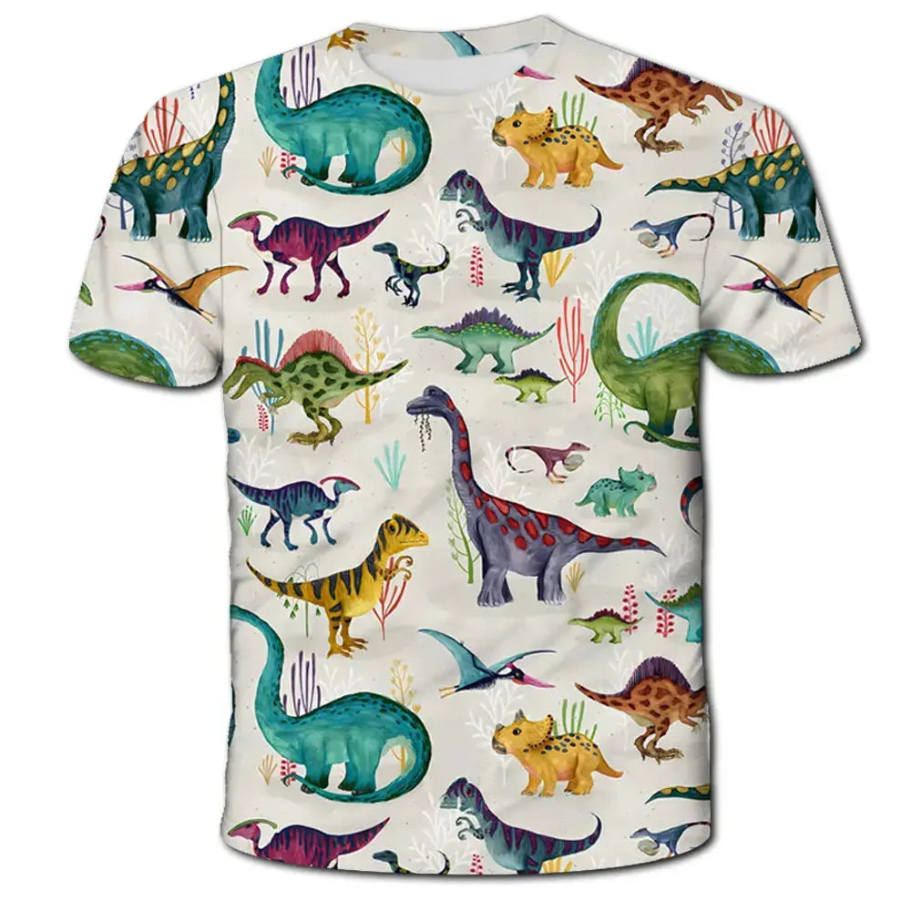 2024 Child Boys Girls Dinosaur T-shirts Summer Short Sleeve Boy Clothes Causal T Shirt Tops Tee Children's clothing 3-14 year - Suncollections