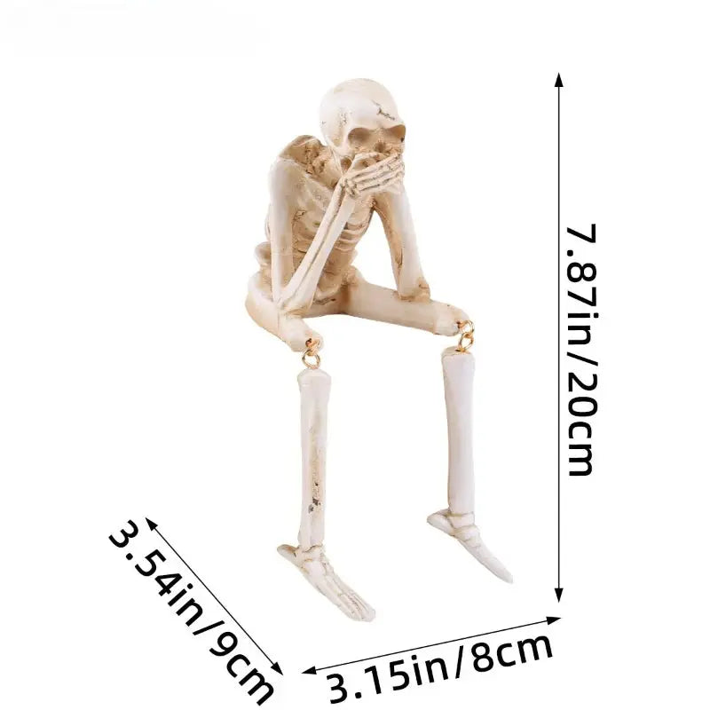 Halloween Statues Resin See Speak Hear No Evil Skeleton Figurines Resin Realistic Skull Decor for Bookshelf Table Edge Ornament Suncollections