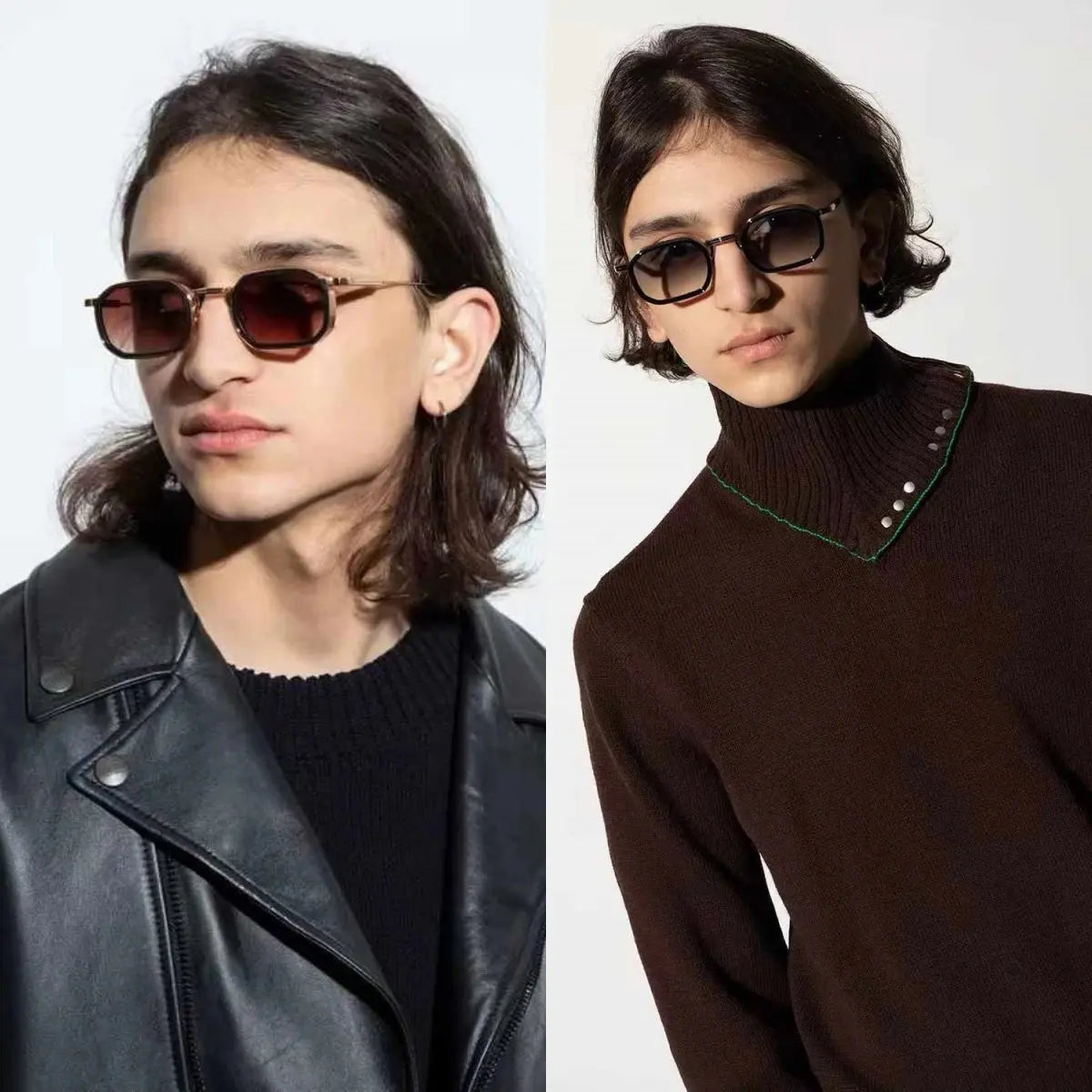 Heavy Metal Fashion Trend Luxury Vintage Sunglasses JEAN Alloy+Acetate UV400 HD CR39 Lens Retro Square Design Unisex Top Quality - Suncollections