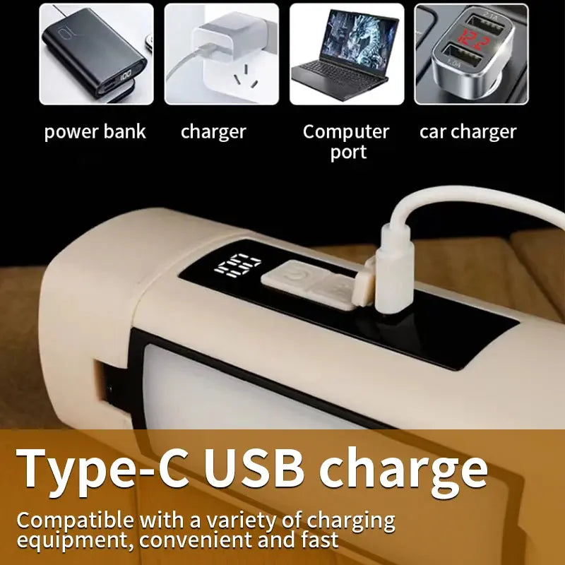 Folding Outdoor Camping Light Portable Rechargeable Hanging Tent Hanging Lantern with Battery Display Emergency Car Outdoor Lamp - Suncollections