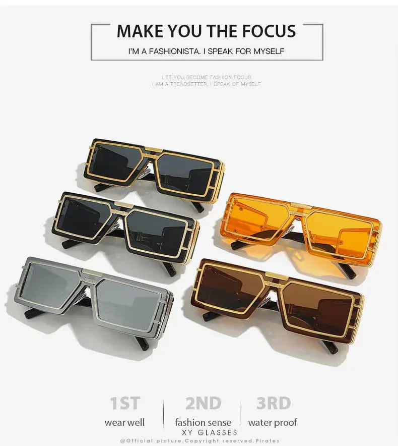 Square Punk Sunglasses Women Men Vintage Luxury Steampunk Sun Glasses Women Fashion Trendy Brand Design Driving Shades UV400 - Suncollections