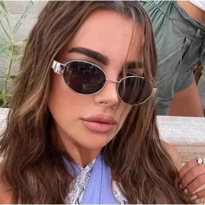 2024 Steampunk Sunglasses Retro Women's Oval Sunglasses Fashion Women's Classic Retro Small Metal Brand Glasses UV400 - Suncollections