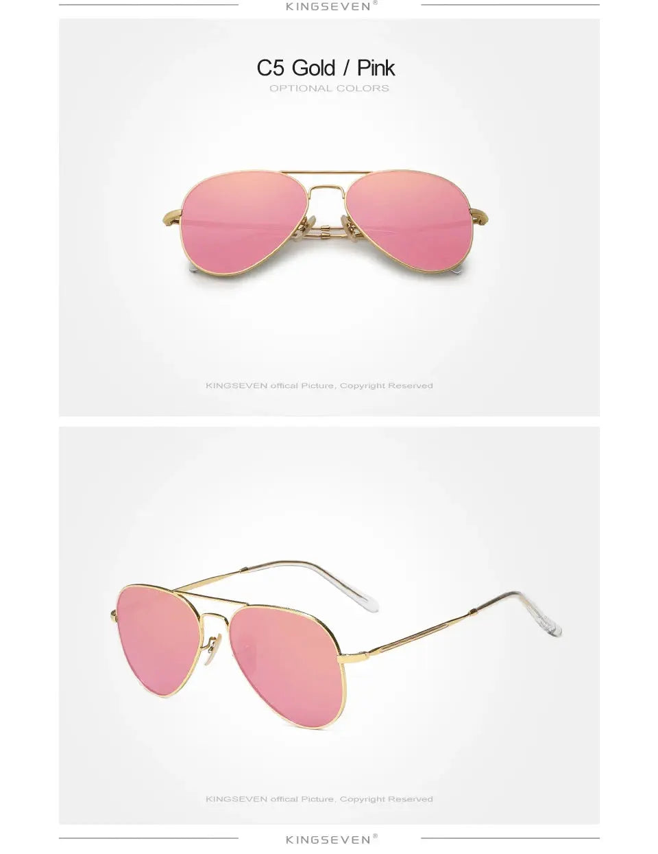 KINGSEVEN Pilot Alloy Men‘s Sunglasses Polarization UV400 Anti-reflection Full Frame Parsnip Glasses Women Retro Luxury Eyewear - Suncollections