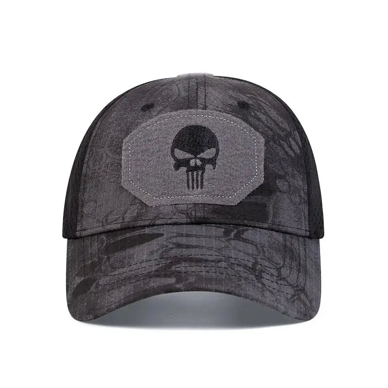 Unisex Skull Embroidered Top with Patch Breathable Baseball Caps Spring and Autumn Outdoor Adjustable Casual Hat Sunscreen Hat - Suncollections