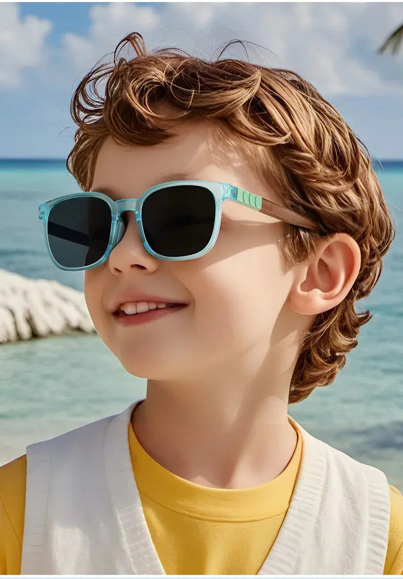 Fashion Silicone Square Sunglasses Contrasting Colours Jelly Colorful Frame Polarized Lens UV400 Boys Girls Age 3-12 - Suncollections