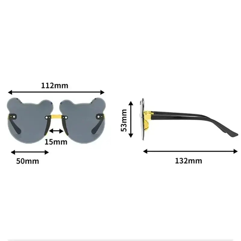Fashionable New Outdoor Travel Skiing Sunglasses Cartoon Bear Sunglassess for Boy Girl Children Rimless Casual Sunglasses UV400 - Suncollections