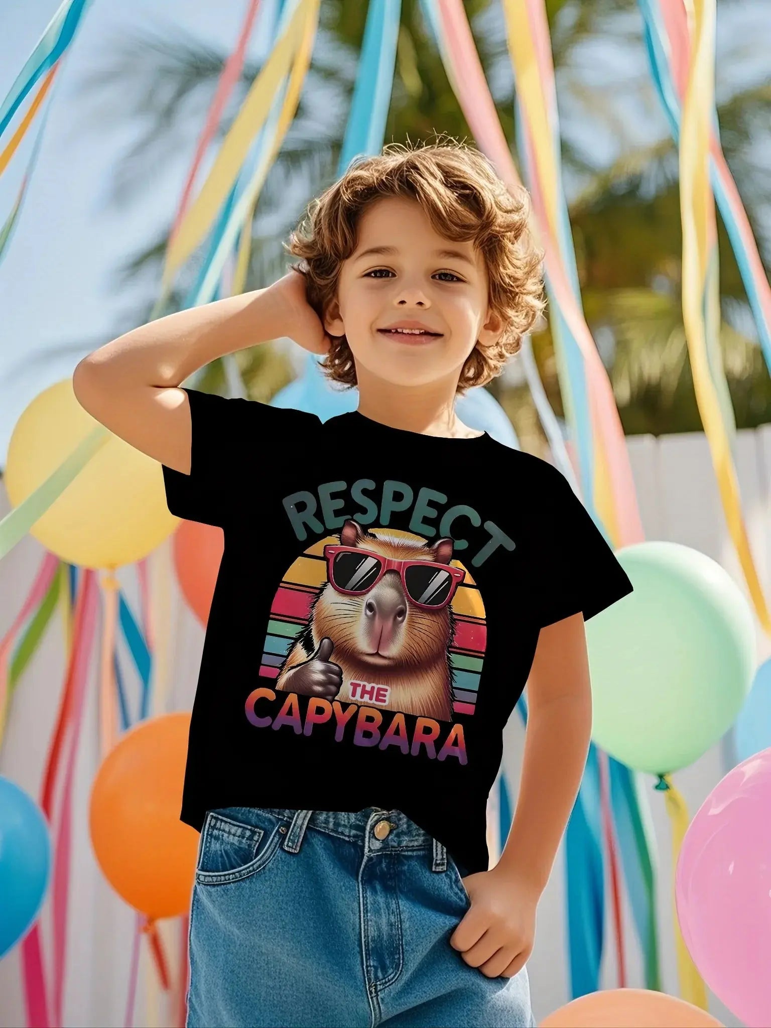 Cute Capybara Graphic Children's Clothing Boys Tshirt Summer Short Sleeve Casual Daily Kids Girls Clothes T-Shirt O-Neck Tops - Suncollections