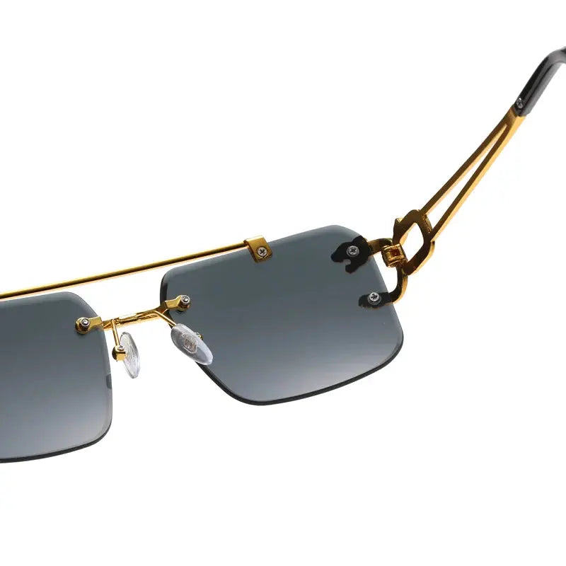 Rimless Square Fashion Fashion Double Bridge Sun Glasses Vintage Women Men Sunglasses - Suncollections