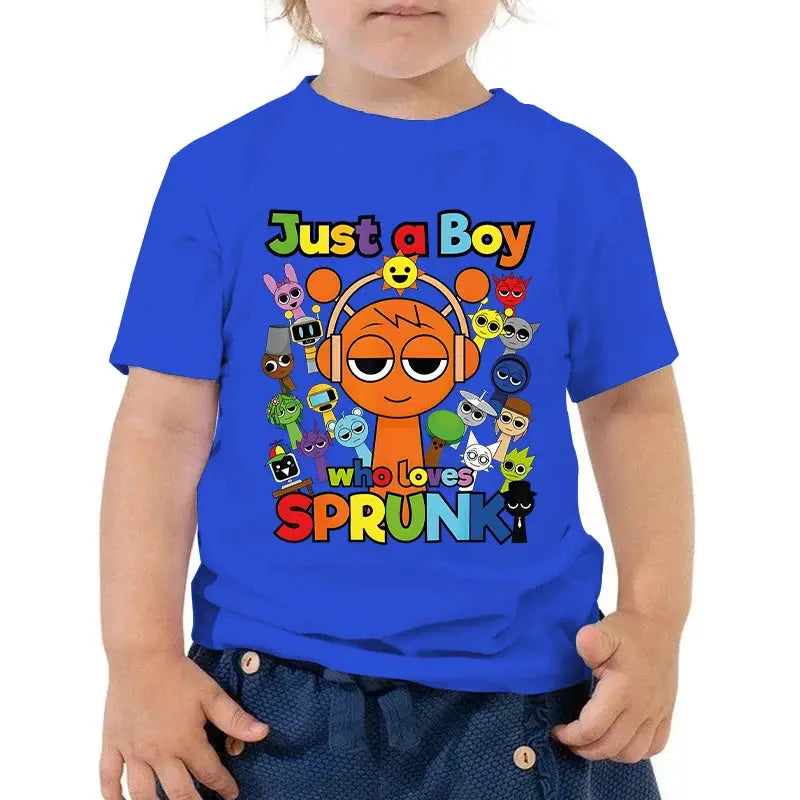 Anime Sprunki Incredibox Game Kids T-shirts Just A Boy Who Loves Sprunki Tops Cartoon Short Sleeve Funny Sprunki Boys Tshirts - Suncollections