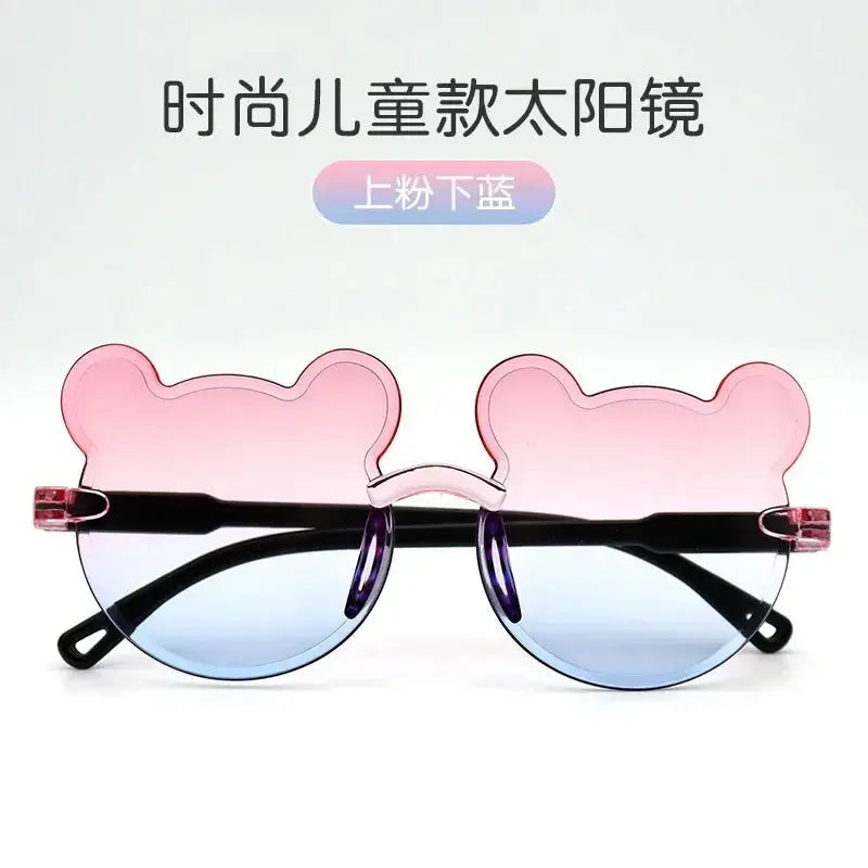 Fashionable New Outdoor Travel Skiing Sunglasses Cartoon Bear Sunglassess for Boy Girl Children Rimless Casual Sunglasses UV400 - Suncollections