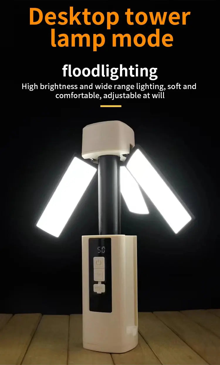 Folding Outdoor Camping Light Portable Rechargeable Hanging Tent Hanging Lantern with Battery Display Emergency Car Outdoor Lamp - Suncollections