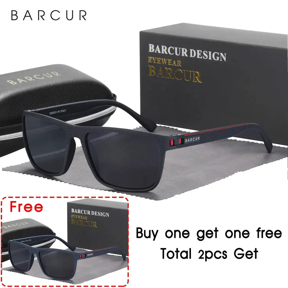 BARCUR Design TR90 Sunglasses Men Polarized Light Weight Sports Sun Glasses Women Eyewear Accessory Oculos UVAB Protection - Suncollections