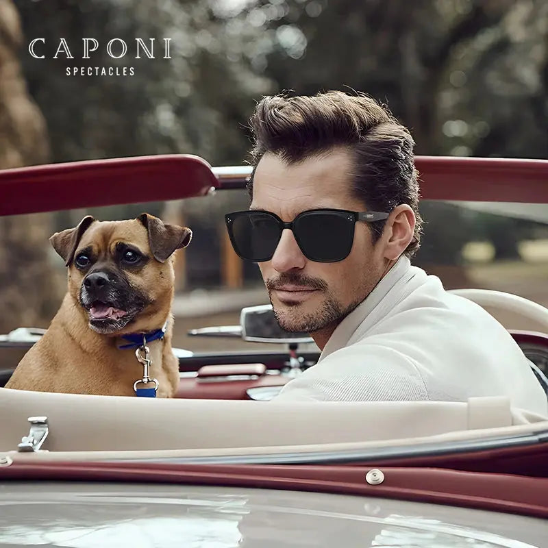 CAPONI HD Polarized Men Sunglasses Outdoor High Quality Acetate Driver Sun Glasses UV400 Protect Outdoor Square Shade CP23009 - Suncollections