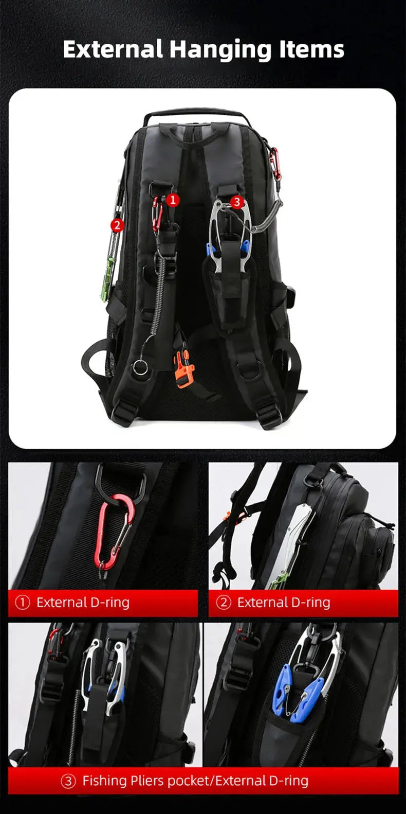 Fishing Lure Bag Men Waterproof Molle Fishing Rod Box Backpack Multi-functional Outdoor Travel Hiking Camping Shoulder Backpack - Suncollections