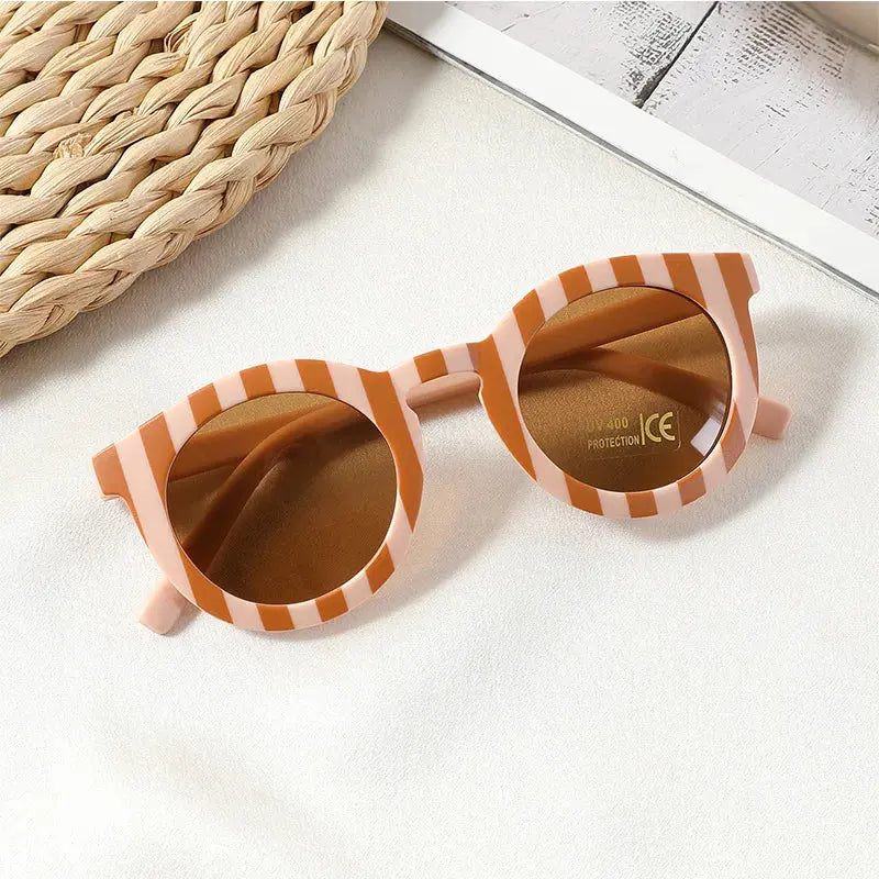 New Arrival 2-10 Years Kids Cute Round Sunglasses Boys Girls Baby Lattice Outdoor Children Fashion Cat Eye White Pink Shades - Suncollections