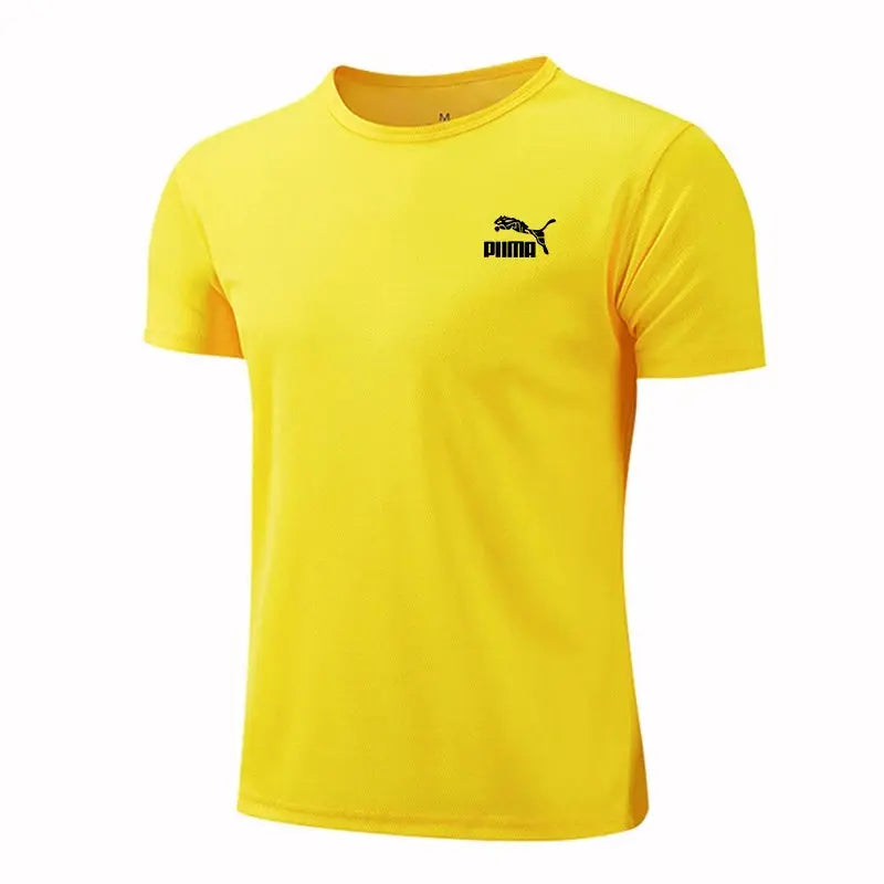 Men's Casual T-shirts Summer Quick Dry Breathable Round Neck Short Sleeve Elastic Outdoor Training Hiking Run T-shirts - Suncollections