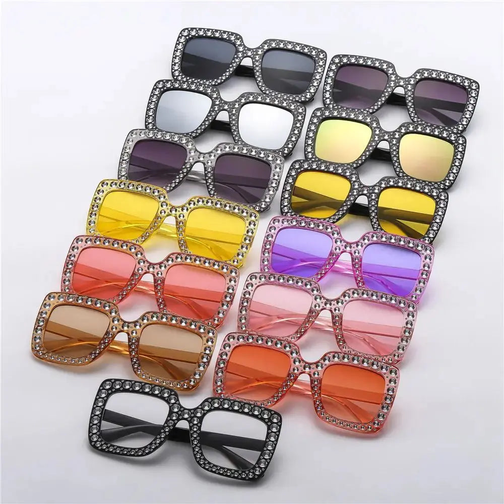 Luxury Children Fashion Sunglasses For Boys Girls Kids Sparkling Rhinestone Stylish Goggles Square Sun Glasses Decorative UV400 - Suncollections