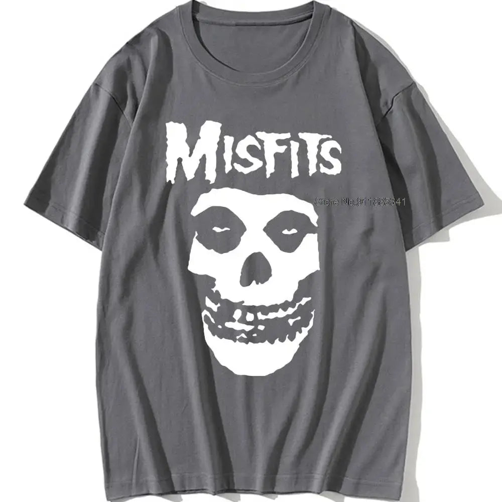 new men's hip-hop punk skull misfits brand cotton short-sleeve T-shirt marve - Suncollections