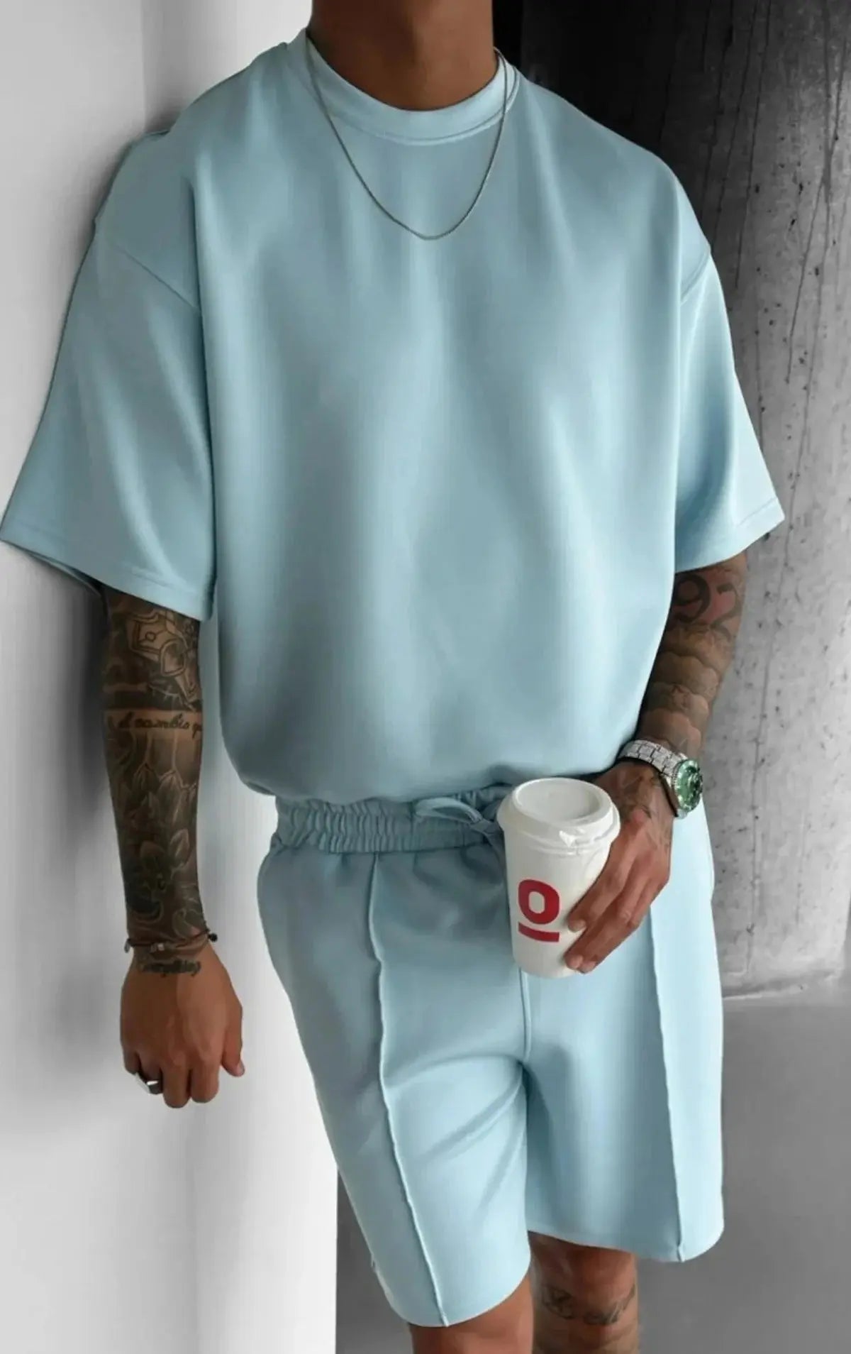 Men 2025 summer fashion sports design sense simple casual solid color quick drying short-sleeved T-shirt trend clothes - Suncollections