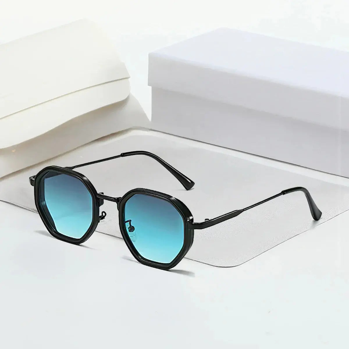 2025 New in Vintage Sunglasses for Women Modern Fashionable Octagonal Glasses with Black Lenses Golden Edging Sun Glasses - Suncollections