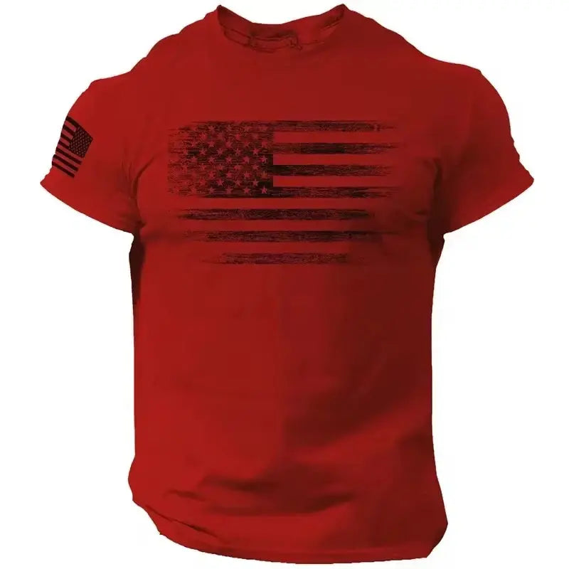 Men's T Shirt Gym 3d Print USA Flag Casual O Neck Short Sleeved Tops Tees Sportswear Street Pullover Outdoor Oversized Clothing - Suncollections