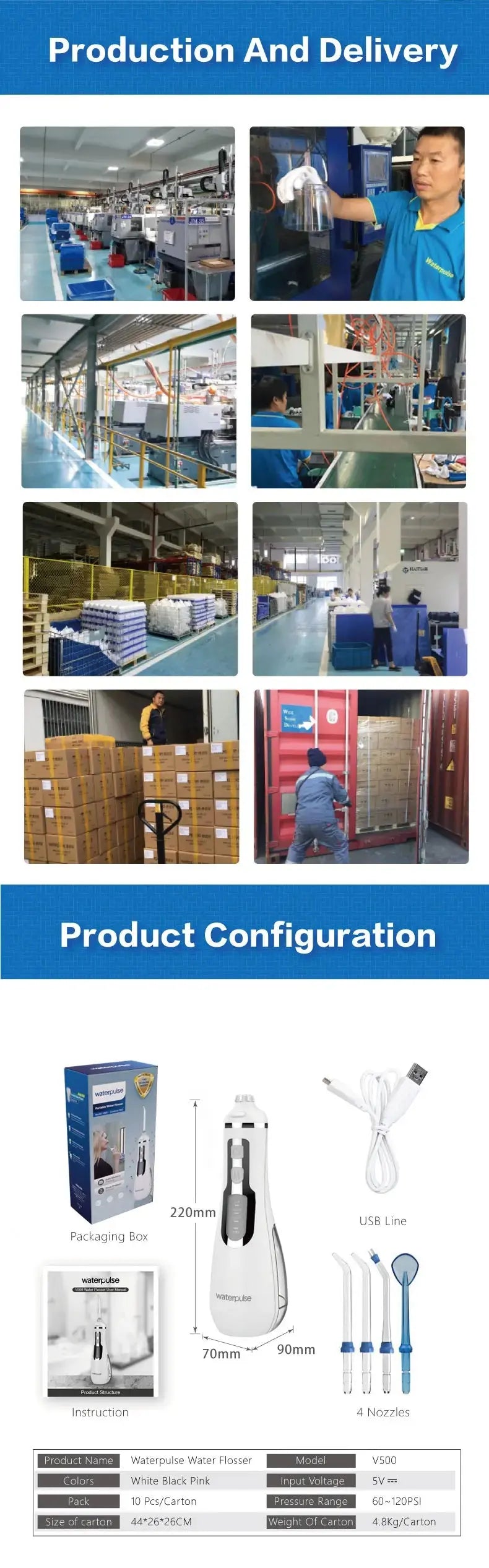 Waterpulse V500 Portable Oral Irrigator Dental Water Jet Flosser - Suncollections