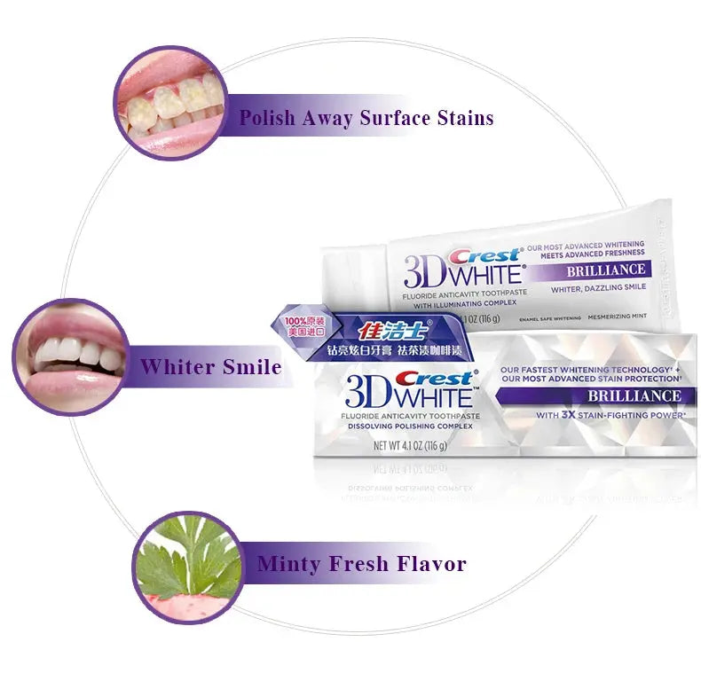 Crest 3D Toothpaste Mousse White Brilliance Advanced Bleaching Toothpaste Activated Charcoal - Suncollections