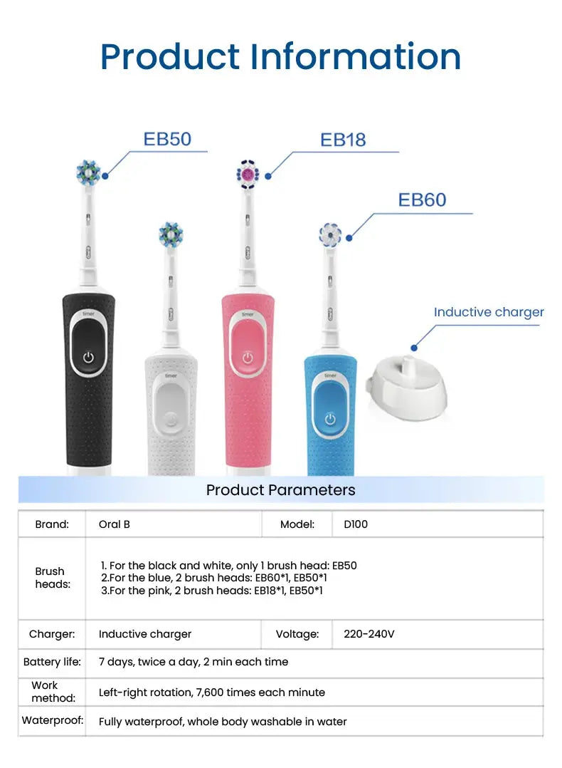 Oral B D100 Electric Toothbrush 2D - Suncollections