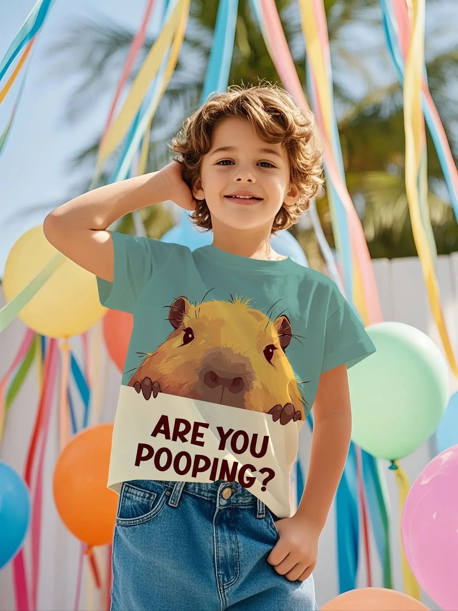 Cute Capybara Graphic Children's Clothing Boys Tshirt Summer Short Sleeve Casual Daily Kids Girls Clothes T-Shirt O-Neck Tops - Suncollections