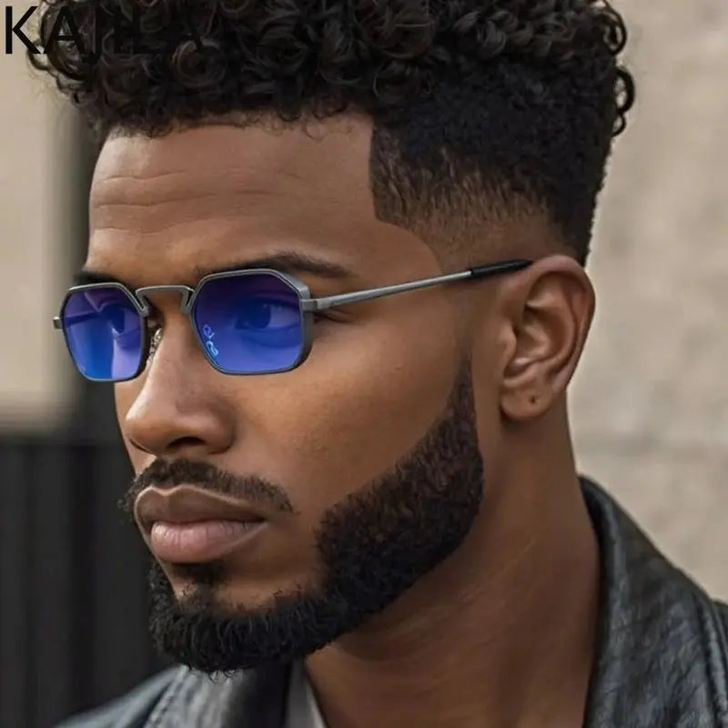 Small Frame Hexason Steampunk Sunglasses Men 2025 Luxury Brand Vintage Punk Eyewear Classic Polygon Metal Sun Glasses Male UV400 - Suncollections