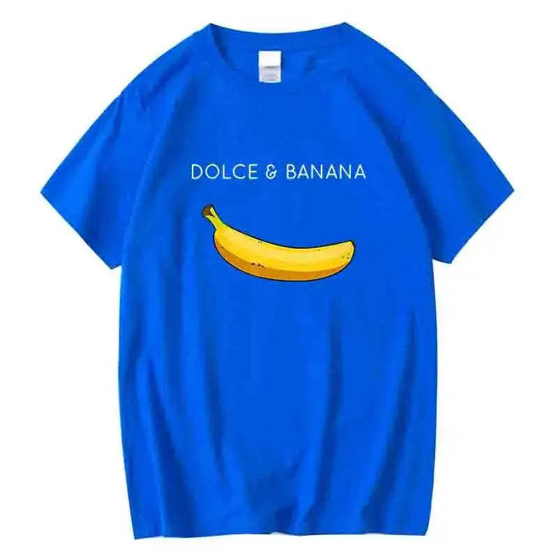 Men's T-shirt High Quality 100% Cotton Funny Banana Printing Summer Cool Casual Loose O-neck Men Short Sleeve T-shirt Male Tops - Suncollections