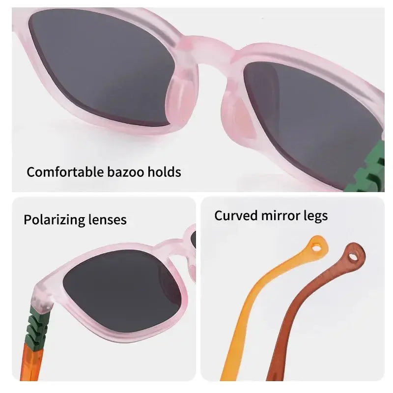 Fashion Silicone Square Sunglasses Contrasting Colours Jelly Colorful Frame Polarized Lens UV400 Boys Girls Age 3-12 - Suncollections
